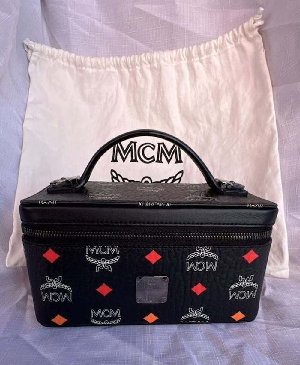 MCM Visetos Vanity Case Size S Black Rainbow Spectrum Leather Bag